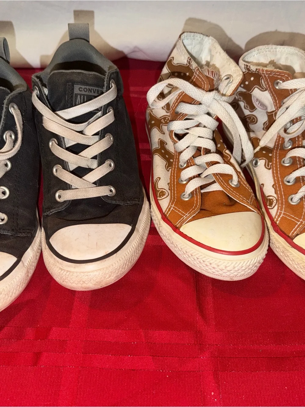 Converse High Tops in Black & Brown Paisley Accent